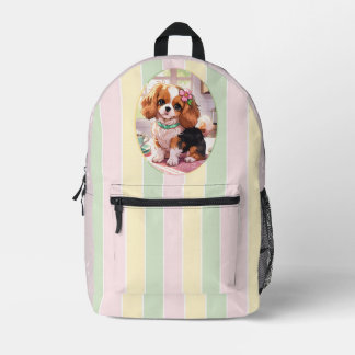 Sac À Dos Imprimé Cavalier King Charles Pastel Lines Cottagecore