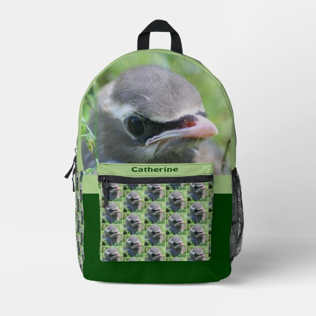 Sac À Dos Imprimé Cèdre cire oiseau naissant Personnalisé (Recto)