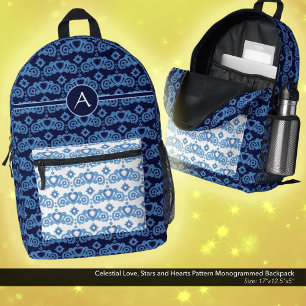 Sac À Dos Imprimé Celestial Love Stars Coeurs Motif Monogramme