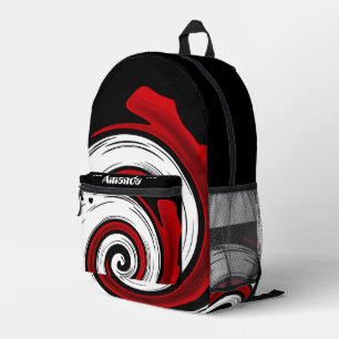 Sac À Dos Imprimé Cercle liquide torse moderne noir rouge blanc coul