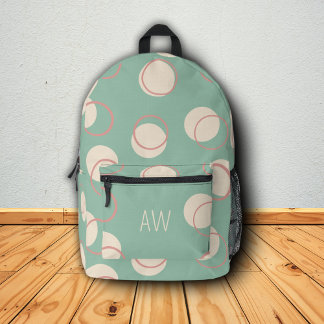 Sac À Dos Imprimé Cercles géométriques verts mignons Monogrammes Ini