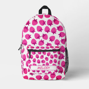 Sac À Dos Imprimé champ de fraise rose été nature fruit initial