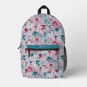 Sac À Dos Imprimé Champignons Magenta Retro
