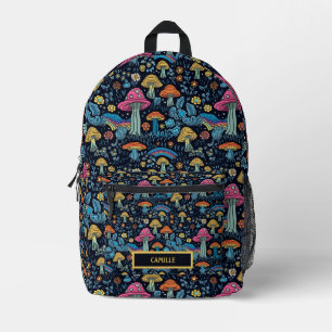 Sac À Dos Imprimé Champignons Rose Bleu Arcs-en-ciel Monogramme Nom