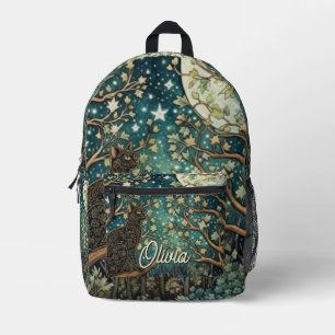 Sac À Dos Imprimé Chat boho ciel nocturne étoilé forêt boisée