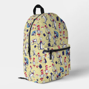 Sac À Dos Imprimé Chat dans le Chapeau Motif Jaune