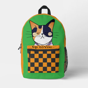 Sac à dos imprimé chat drôle, chat mignon, orange 