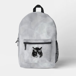 Sac À Dos Imprimé Chat mignon avec une perruque (style 5 + fond) Bea