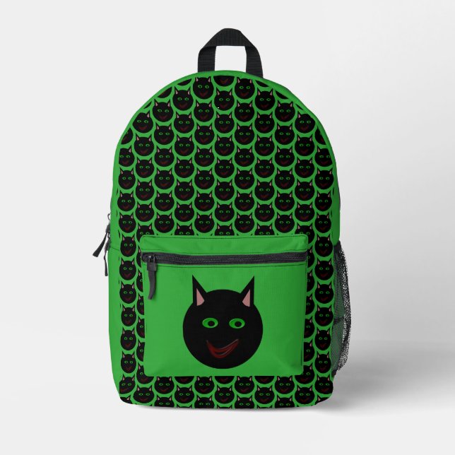 Sac À Dos Imprimé Chat noir d'Halloween (Recto)