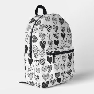 Sac À Dos Imprimé Chat noir et blanc et Motif de coeur