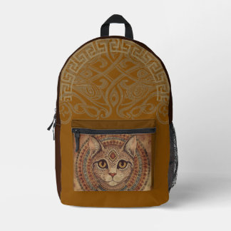 Sac À Dos Imprimé Chat vintage antique, style Grèce antique, orange