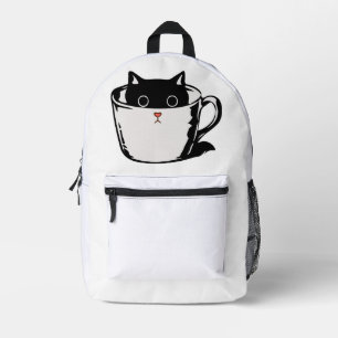 Sac À Dos Imprimé Chaton noir avec nez rouge caché dans une tasse