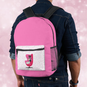 Sac À Dos Imprimé Chats atomiques en Chaise rose brillant rose avec 