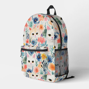 Sac À Dos Imprimé Chats et fleurs colorées sans couture motif