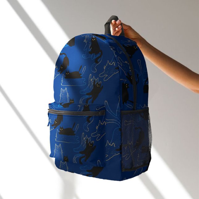 Sac À Dos Imprimé Chats noirs de minuit - motif minimal moderne (Créateur téléchargé)