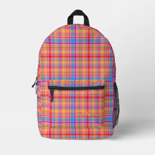 Sac À Dos Imprimé Chaud rose Plaid Fun Personnalisé