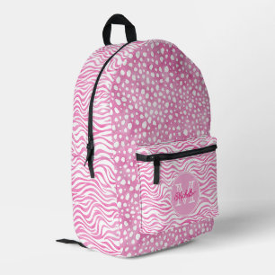 Sac À Dos Imprimé Cheetah rose mignon et motif zèbre Monogramme
