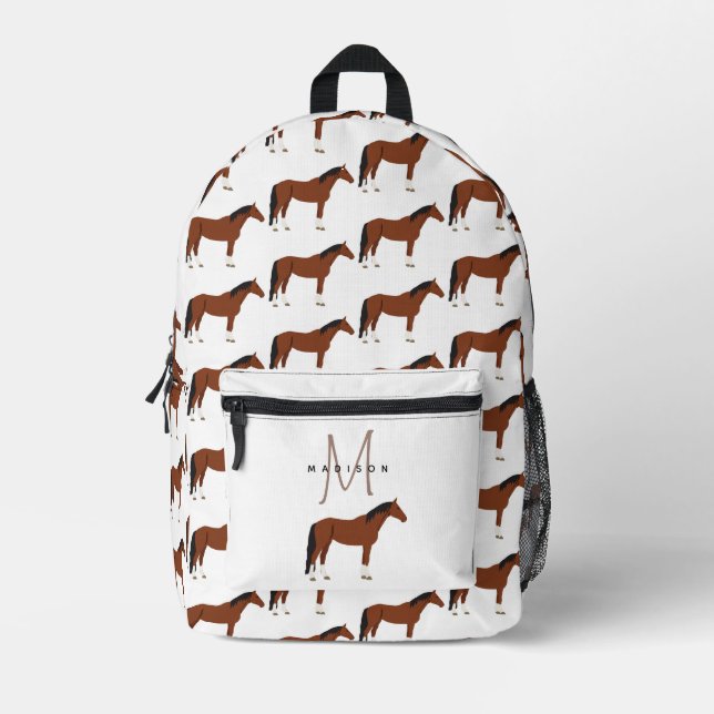 Sac À Dos Imprimé Cheval Monogrammé Retour À L'École (Recto)