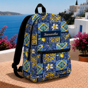 Sac À Dos Imprimé Chic Bleu turquoise Sicilien agrumes méditerranéen