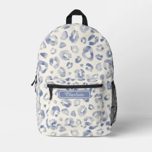 Sac À Dos Imprimé Chic Elegant Dusty Blue Ivory Empreinte de léopard