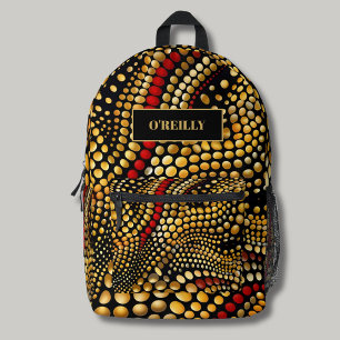 Sac À Dos Imprimé Chic Motif noir et jaune Monogramme moderne