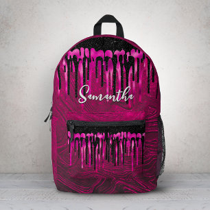 Sac À Dos Imprimé Chic rose chaud parties scintillant noire gouttes 
