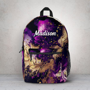 Sac À Dos Imprimé Chic violet or faux parties scintillant marbling m
