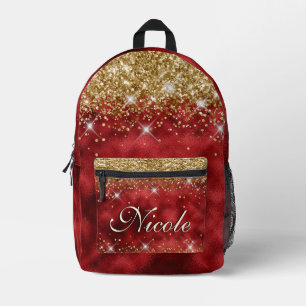 Sac À Dos Imprimé Chic Whimsical Rouge Black Gold Parties scintillan