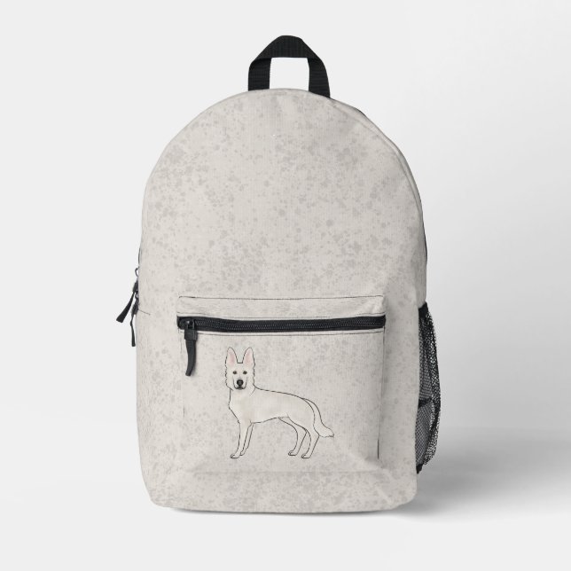 Sac À Dos Imprimé Chien blanc berger suisse blanc GSD mignon dessin (Recto)