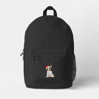 Sac À Dos Imprimé chien Jack Russell Santa Noël Arbre Lumières Xmas