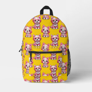 Sac À Dos Imprimé Chiens roses mignons - Jaune