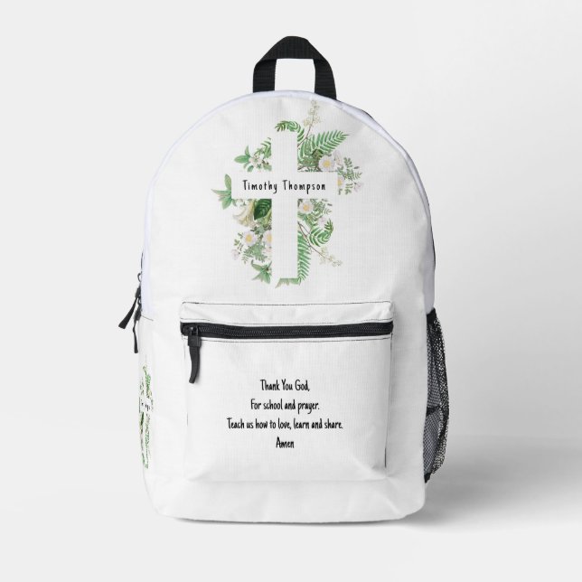 Sac À Dos Imprimé Christian Kids School Prière & Nom personnalisé (Recto)