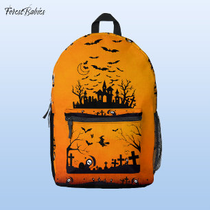 Sac À Dos Imprimé Cimetière de Faucheur Gothique Orange Effrayant ✝
