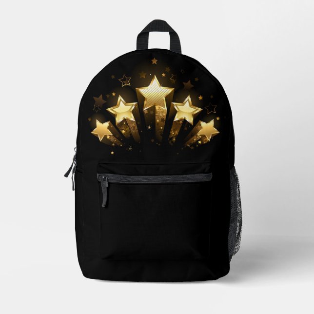 Sac À Dos Imprimé Cinq étoiles d'or en noir (Recto)