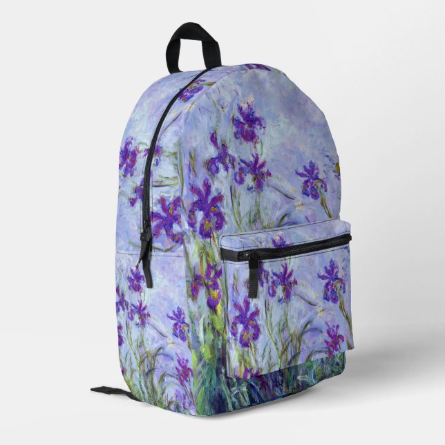 Sac À Dos Imprimé Claude Monet - Lilac Irises / Iris Mauves (Coin arrière gauche)