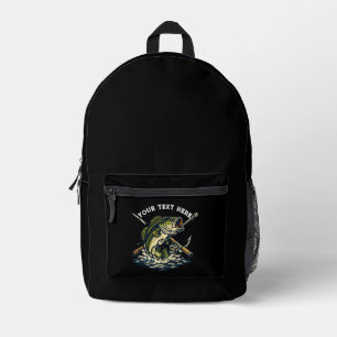 Sac À Dos Imprimé Club de pêche vintage Emblème de poisson de bass r