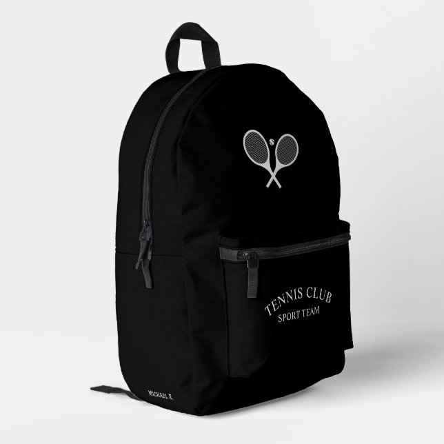 Sac À Dos Imprimé Club de tennis personnalisé noir (Coin arrière gauche)