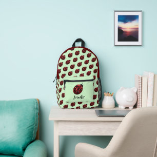 Sac À Dos Imprimé Coccinelle étincelles motif rouge vert nom personn