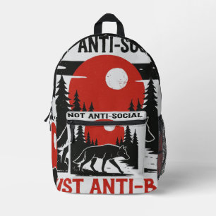 Sac À Dos Imprimé Code de Loup Solitaire – Pas Antisocial, Juste Ant