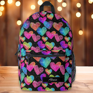 Sac À Dos Imprimé Coeur de néon coloré Nom d'impression