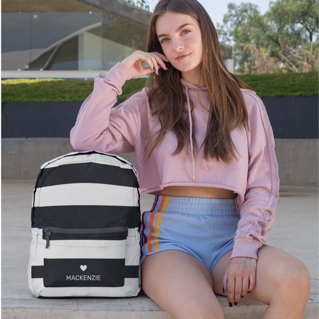 Sac À Dos Imprimé Coeur des filles tendance Imprimer noir & blanc ra (Créateur téléchargé)