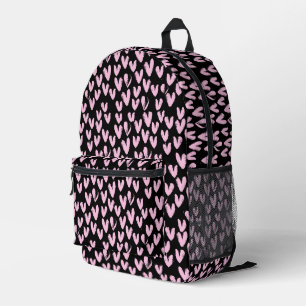 Sac À Dos Imprimé Coeurs roses Sur Noir
