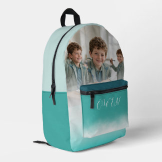 Sac À Dos Imprimé Collage de photos personnalisé sarcelle ombré Écol