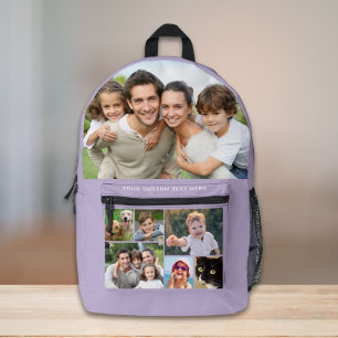 Sac À Dos Imprimé Collage photo personnalisé violet