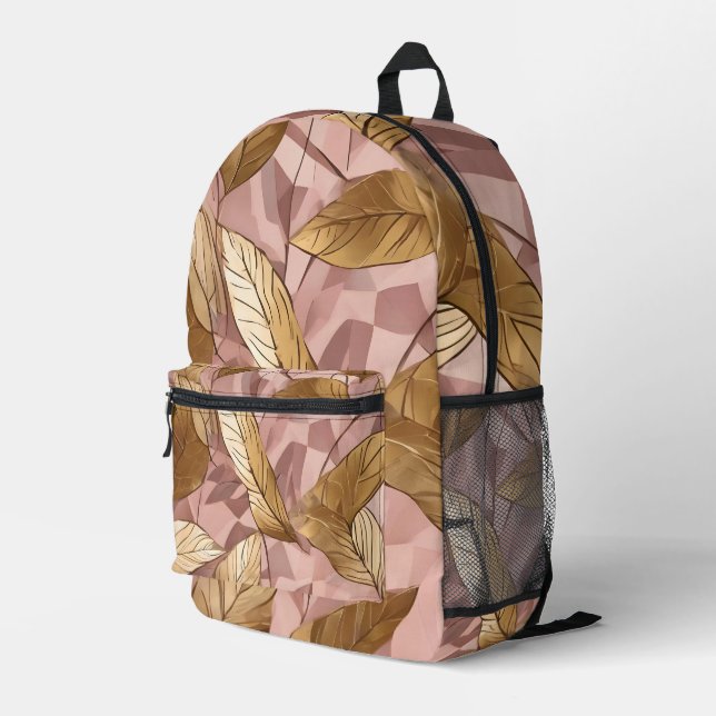 Sac À Dos Imprimé Collection Feuille tendance de Boho Rose Rose rose (Coin arrière droit)