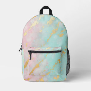 Sac À Dos Imprimé Collection Luxe Rose Pâle Menthe Douce Or Tendance