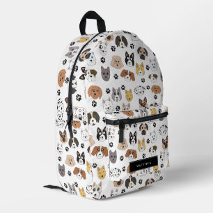 Sac À Dos Imprimé Coloré Mignonne Drôle Chiens & Chien Paw Nom perso