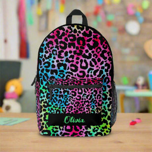Sac À Dos Imprimé Coloré Stylish Léopard Texture Neon Feminine