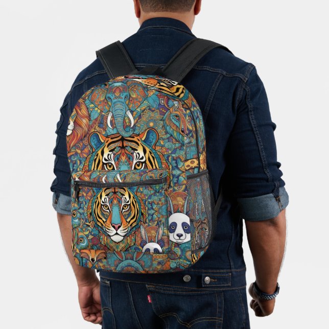Sac À Dos Imprimé Colorful Animal Mandala Backpack – Boho Animal  (Insitu (Modèle))