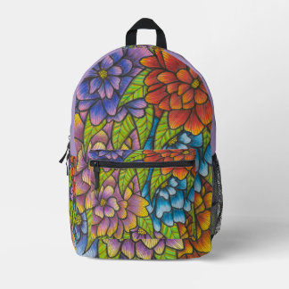 Sac À Dos Imprimé Colorful Flower Print Backpack With Light Purple 